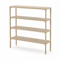 Bibliotheque 4 etageres rectangulaire en bois d'hevea massif naturel 120 x 35 x 140 cm