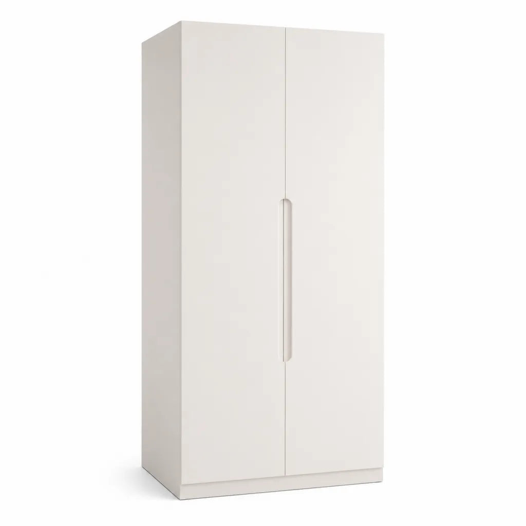 Armoire penderie 2 portes en panneaux de particules melamines rectangulaire blanche L 80 x P 52 x H 180 cm