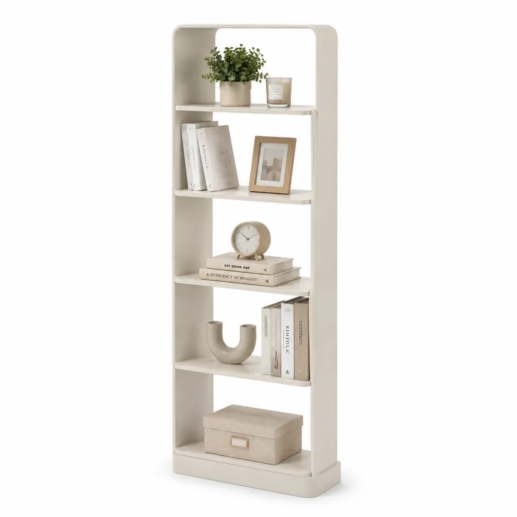 Bibliotheque haute 5 etageres en panneaux MDF blanc 60 x 30 x 180 cm