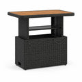 Table de bar de jardin avec rangement 120 x 60 x 110 cm en rotin PE et acacia massif noire et naturelle