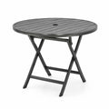 Table de jardin pliante ronde ? 80 cm acier et polypropylene anthracite H 72 cm